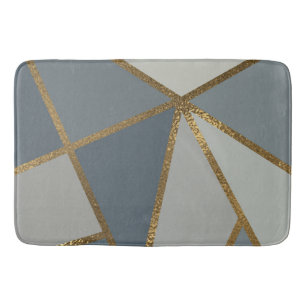 Grey Shades & Gold Bronze Geometric Chic Bath Mat