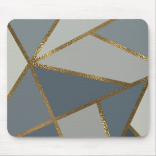 Grey Shades & Gold Bronze Geometric Chic Mouse Pad