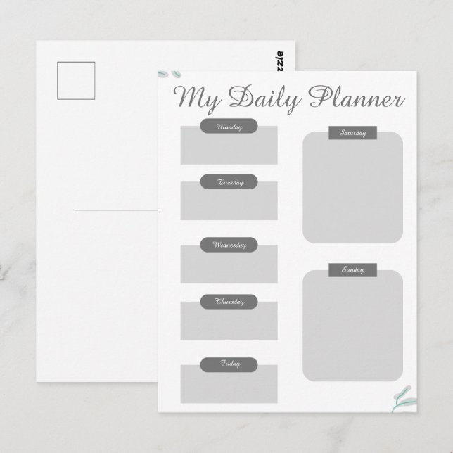 Grey Shades Minimal Daily Planner Sheet Postcard (Front/Back)