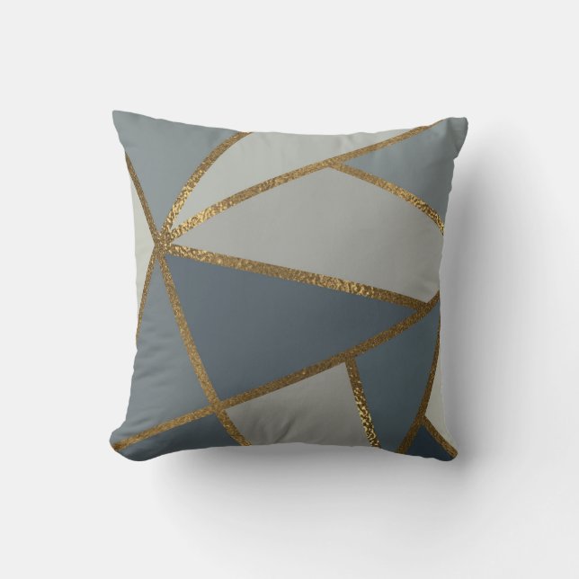 Grey Shades Neutral Gold Bronze Geometric Cushion (Front)