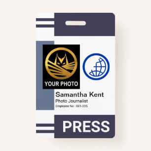 Grey Shades Stripe Column Photo Template Press ID ID Badge