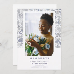 Grey Shades Terrazzo Modern Custom Photo Graduate