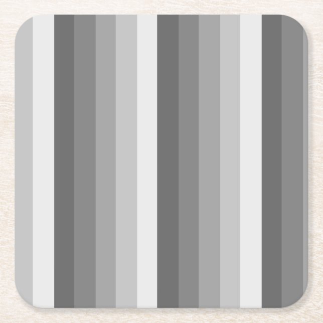 Grey shadow stripes square paper coaster (Front)