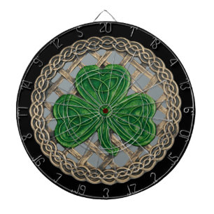 Grey Shamrock On Celtic Knots Dart Board