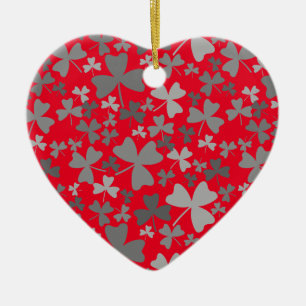 Grey Shamrocks Ceramic Tree Decoration