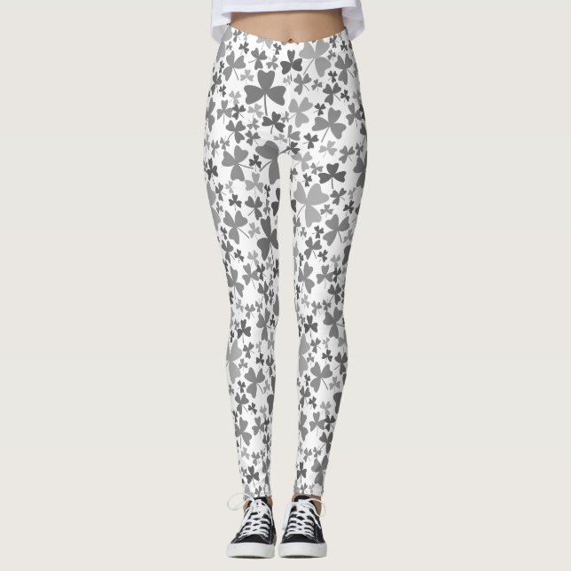 Grey Shamrocks Leggings (Front)