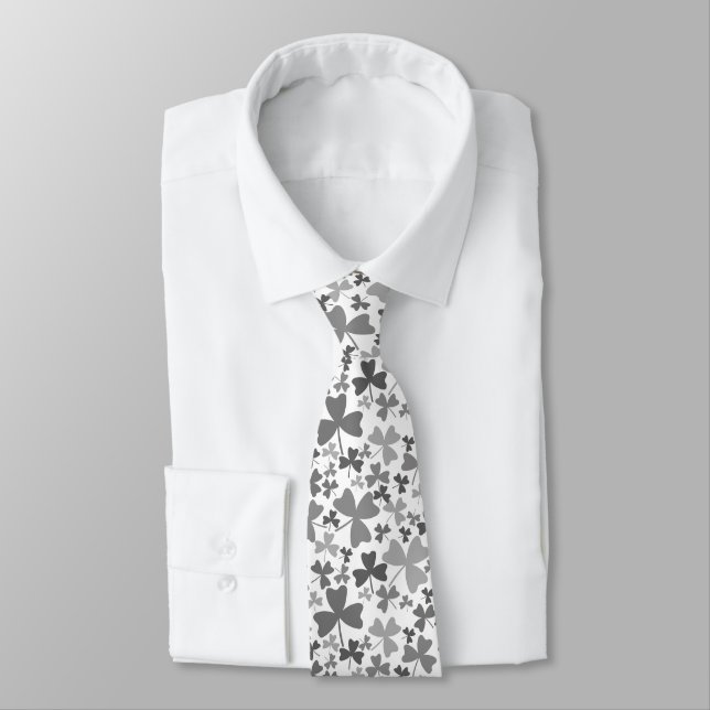 Grey Shamrocks Tie (Tied)