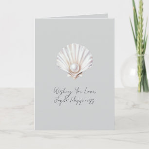 Grey Shell White Pearl Bridal Shower Card