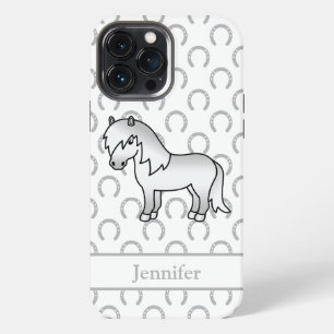 Grey Shetland Pony Cute Cartoon Illustration iPhone 13 Pro Max Case