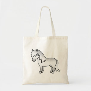 Grey Shetland Pony Cute Cartoon Illustration Tote Bag