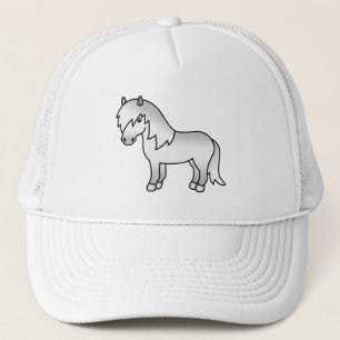 Grey Shetland Pony Cute Cartoon Illustration Trucker Hat