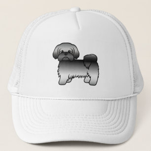 Grey Shih Tzu Cute Cartoon Dog Illustration Trucker Hat
