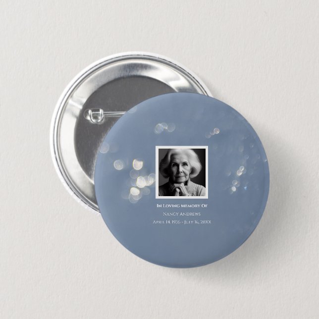 Grey Shimmer Funeral Memorial Bereavement 6 Cm Round Badge (Front & Back)