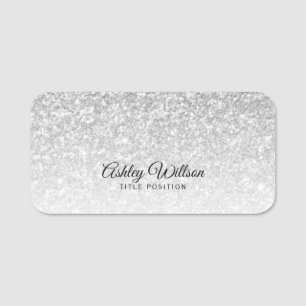 Grey Shiny Glitter Name Tag