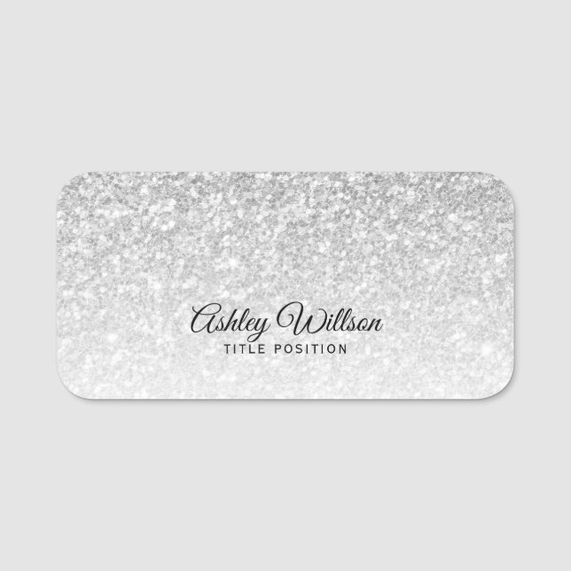 Grey Shiny Glitter Name Tag (Front)