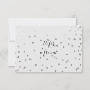 Grey & Shiny Silver Modern Dots Referral Card