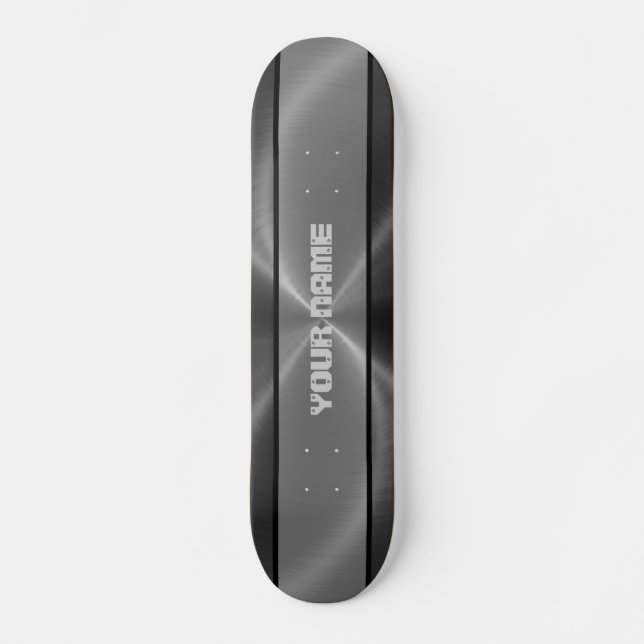 Grey Shiny Stainless Steel Metal 2 Skateboard (Front)