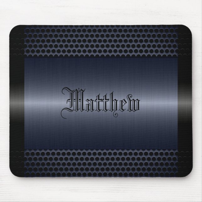 Grey Shiny Stainless Steel Metal Look Mouse Mat (Front)