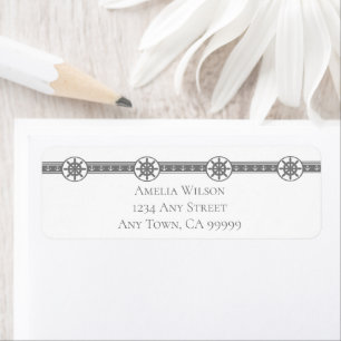 Grey Ships Wheel Return Address Label