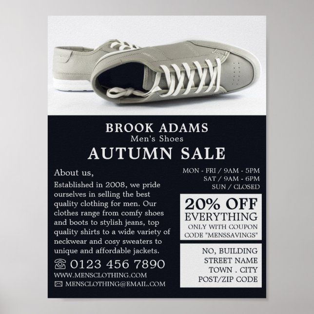 Grey Shoes, Men's Clothing Store Advertising Poster (Front)