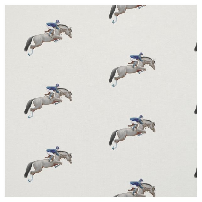 Grey Show Jumper Horse Equestrian Fabric (Swatch)