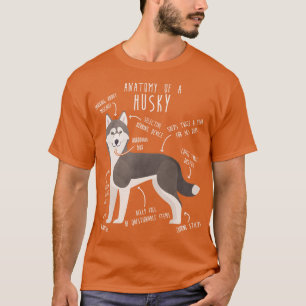 Grey Siberian Husky Dog Anatomy 1 T-Shirt