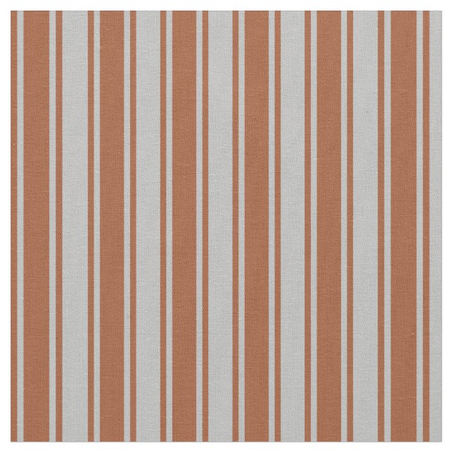 Grey & Sienna Coloured Stripes Fabric (Close Up)