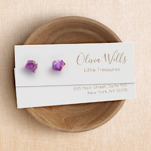 Grey Signature Script Stud Earring  Display Card