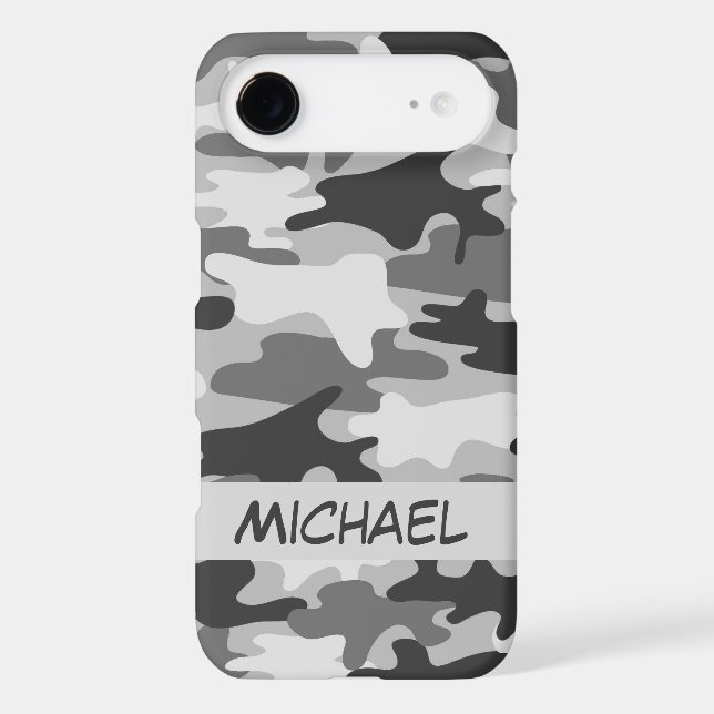 Grey Silver Camo Camouflage Personalised Name Case-Mate iPhone Case (Back)