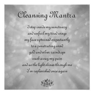 Grey, Silver Cleansing Mantra Poem Art design Poster