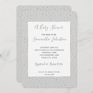 Grey Silver Confetti Baby Shower Invitation