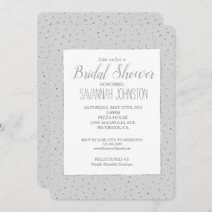 Grey Silver Confetti bridal shower Invitation