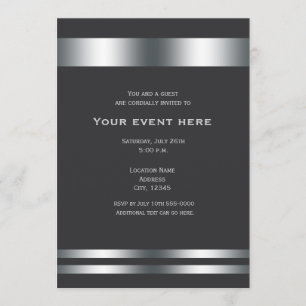 Grey Silver Elegant Dinner Party Event Invitation