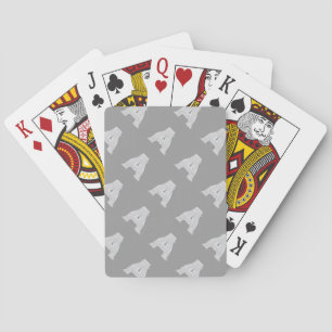 Grey Silver Glitter Letter A Playing Cards