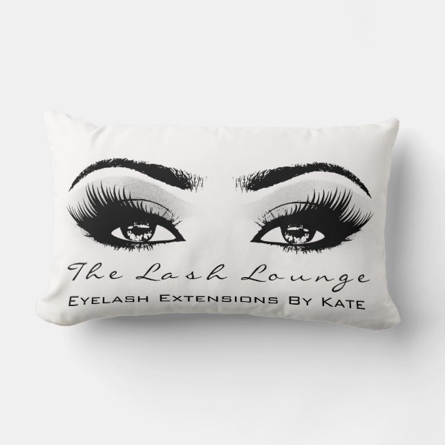 Grey Silver Glitter Spa Makeup Lashes Beauty Lumbar Cushion (Front)