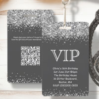 Grey & Silver Glitter | VIP Birthday Invitation