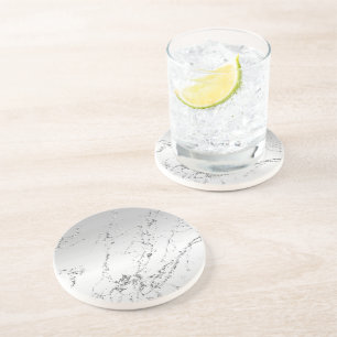 Grey Silver Glitzy Faux Glitter Coaster
