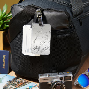 Grey Silver Glitzy Faux Glitter Luggage Tag