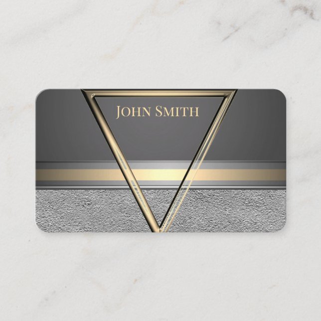 Grey Silver Gold Copper Men Logo Business Cards (Front)