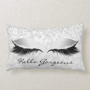 Grey Silver Grey Makeup Lashes Hello Gorgeous Lumbar Cushion