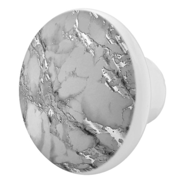 Grey Silver Marble Ceramic Knob (Right)