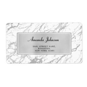 Grey Silver Marble Stone Return Address Labels