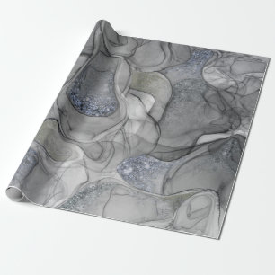 Grey silver marbling sensations wrapping paper