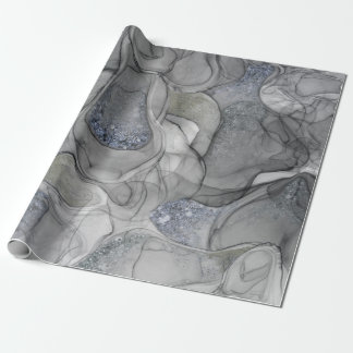 Grey silver marbling sensations wrapping paper