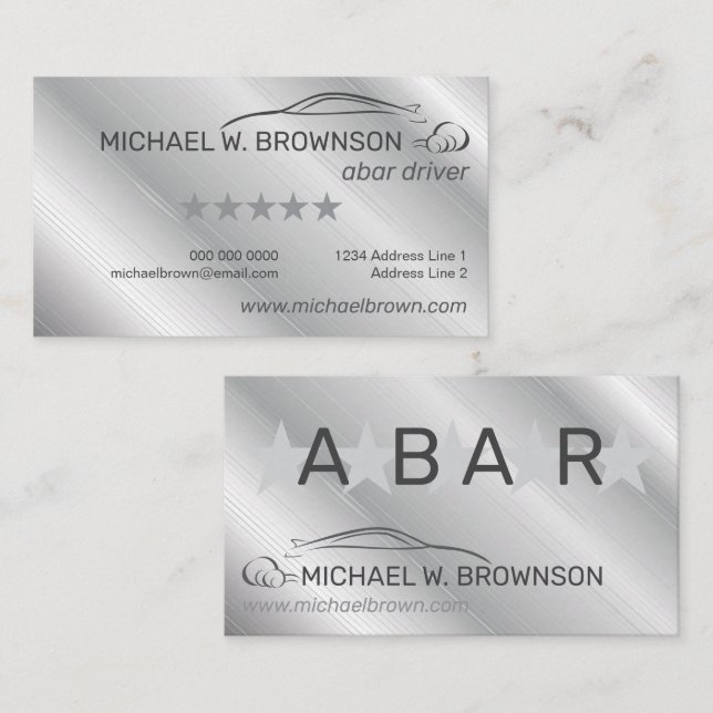 Grey Silver Minimal Driver car auto Business Card (Front/Back)