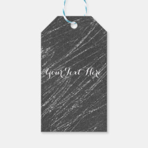 Grey & Silver Modern Glam Marble Stripe Party Gift Tags