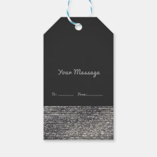 Grey & Silver Modern Glam Sequins Chic Elegant Gift Tags
