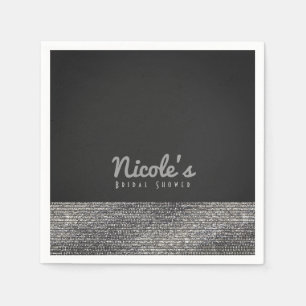 Grey & Silver Modern Glam Sequins Chic Elegant Napkin
