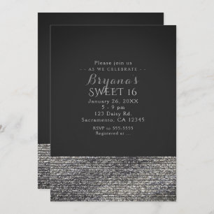 Grey & Silver Modern Glam Sequins Party Invitation
