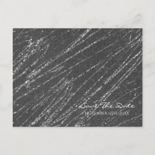 Grey & Silver Modern Marble Stripe Save the Date Announcement Postcard